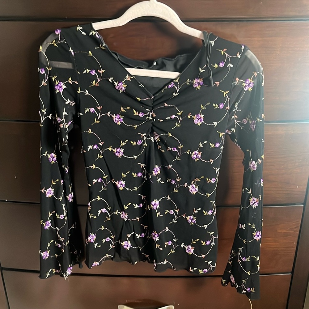Black and Purple Flower Shirt